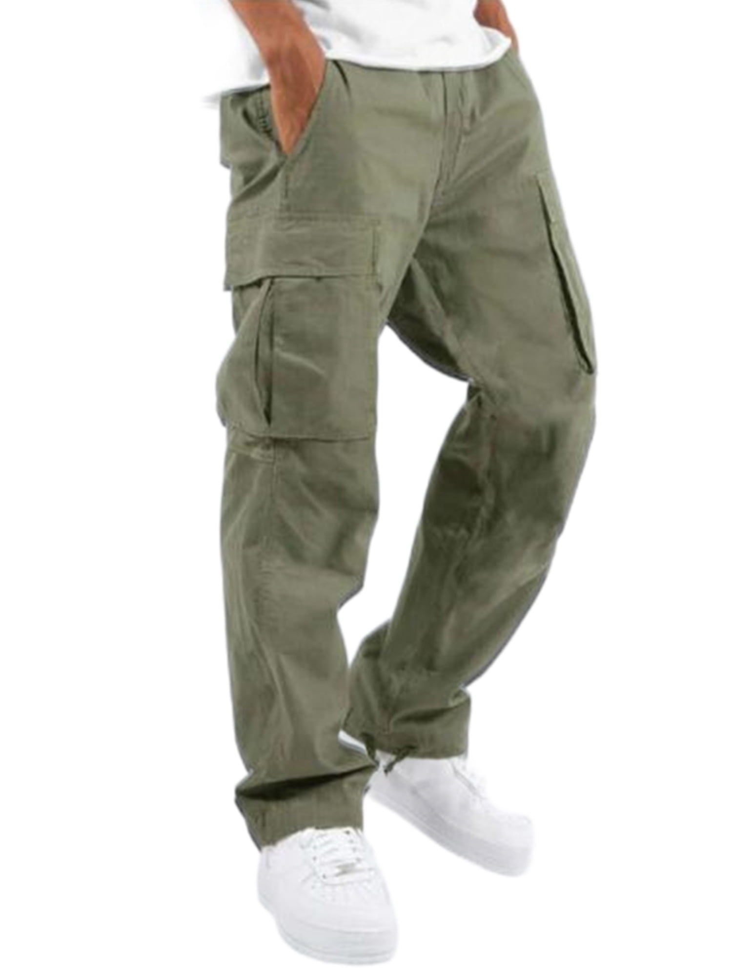 LUXUR Pantalon Cargo de Sport Décontracté pour Homme à Cordon Vert 4TG