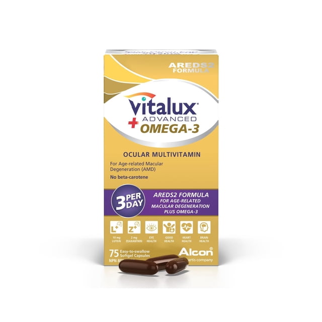 VITALUX® Avancé Plus Omega-3, Multivitamine oculaire, supplément de dégénérescence maculaire avec AREDS 2, AMD