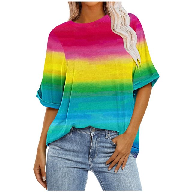 Pisexur Hauts pour Femmes Mode Décontractée Manches Courtes Col Rond T-Shirts Confortables Amples Imprimé Floral Blouses Printemps Été Hauts Élégants T-Shirts Imprimé Graphique Grande Taille Sorties S-5TG