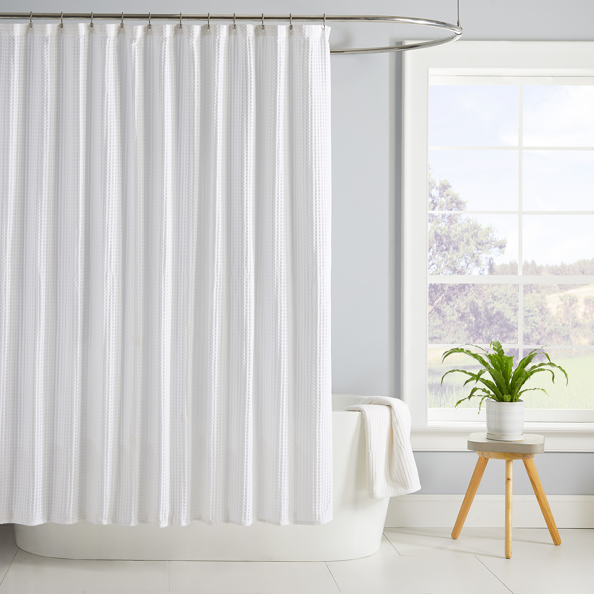 Better Homes & Gardens Chunky Waffle Weave Fabric Shower Curtain 72" x 72"