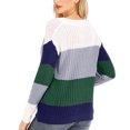 thumbnail image 4 of Tenues d'Automne pour Femmes Mode pour Femmes Manches Col Rond Agencement de Couleurs Hauts Amples Blouse Chandail Tricoté Chandails pour Femmes Automne P-207 Vert P, 4 of 5