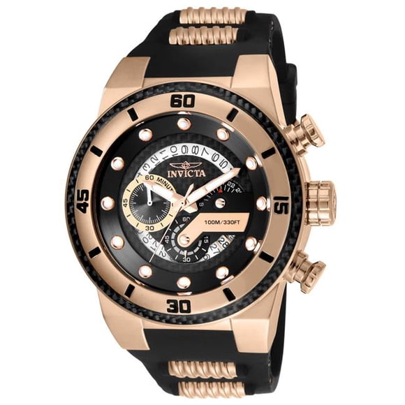 Invicta 24226 Mens S1 Rally Quartz Multifunction Black Dial Watch with Rose Gold & Black Tone