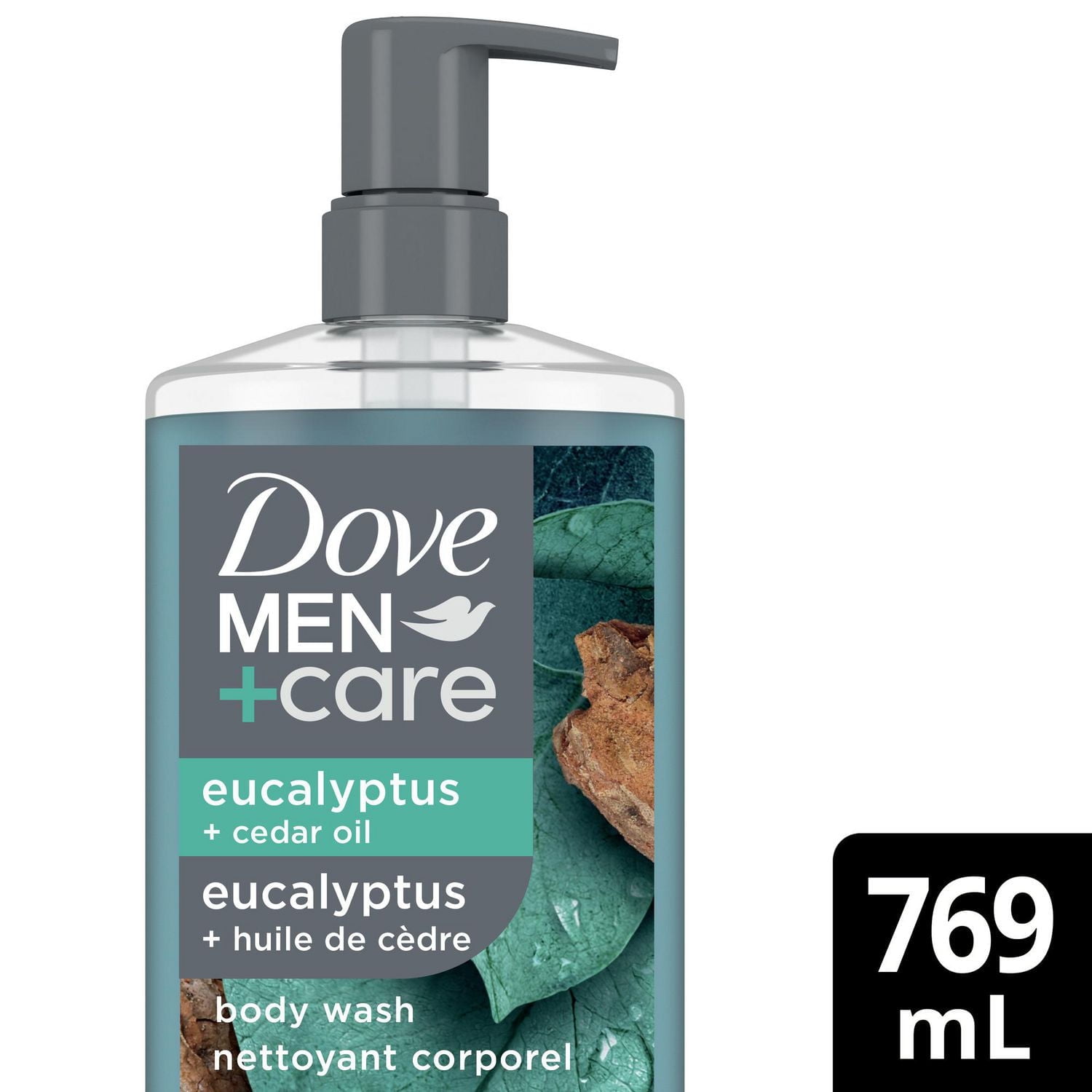 Dove Men+Care Nettoyant Corporel pour Réparer la Peau Sèche Eucalyptus + Huile de Cèdre, 769 ml