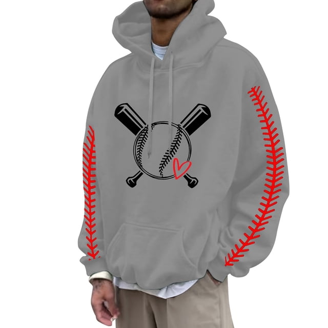 Men's Hoodies & Sweatshirts BasebalL Seam Print pullover Hoodie for Everyday Comfort and Durable Warmth