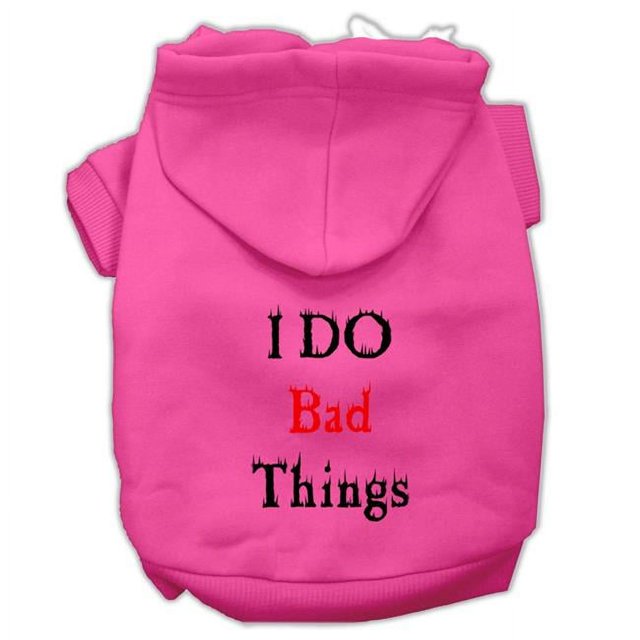 I Do Bad Things Screen Print Pet Hoodies Bright Pink Size Xs (8)