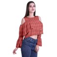 thumbnail image 3 of Moomaya Cold Shoulder Tops Shirts For Women Button Down Long Ruffle Sleeve Top, 3 of 4