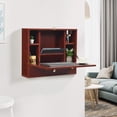 thumbnail image 2 of Giantex Wall Mounted Desk, Multi-Function Floating Desk w/Storage Drawer & Shelves, Wall Mounted Computer Desk for Home & Office, Brown, 2 of 6