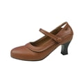 thumbnail image 1 of LOVZFMLL Chaussures pour Femmes Talons Blocs Épais Chaussures Mary Jane Vintage Bout Rond Bride à la Cheville Bureau Mariage Chaussures de Robe Brun 6, 1 of 8