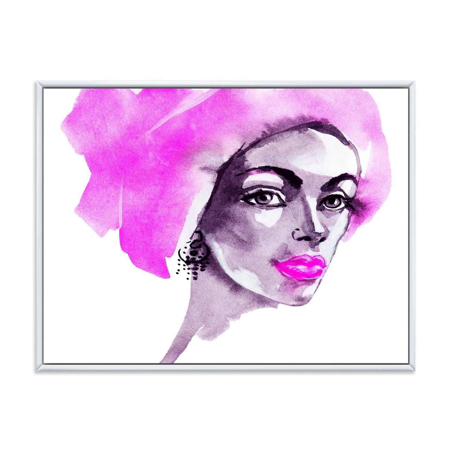 Designart Portrait de mode femme afro-américaine ART MURAL À CADRE FLOTTÉ