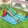 thumbnail image 1 of Gymax Inflatable Water Park w/Climbing Wall Basketball Rim Splash Pool Blower Excluded, 1 of 10