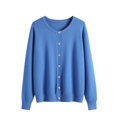 thumbnail image 1 of Rbaofujie Chandails d'Automne pour Femmes 2024 Chandail Uni à Col Rond Veste Cardigan Chandail à Col Rond Bleu Chandails d'Automne, 1 of 4