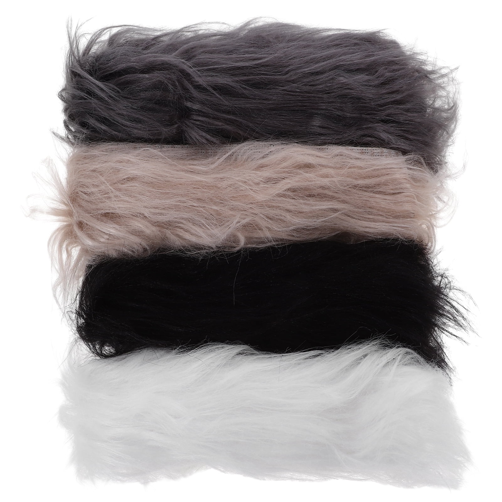 4pcs Faux Fur Ribbons Fabric Shaggy Fur Fabrics DIY Crafts Fluffy Strips