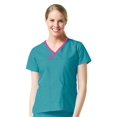 thumbnail image 1 of Core by Maevn Women's Y-Neck Mock Wrap Scrub Top, Solid, 1, 1 of 2