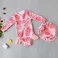 thumbnail image 2 of Akiihool Long Sleeve Bathing Suit Girls' Girls’ Performance Escape Swim Tech Back Athletic One Piece Pool Swimsuit (Pink,12-18 Months), 2 of 4