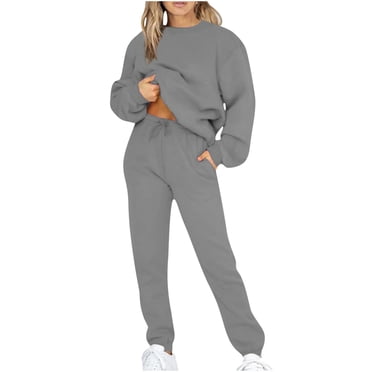 Cameland Survêtements pour Femmes 2 Pcs à Manches Longues Ensemble de Survêtement Couleur Unie en Molleton d'Hiver