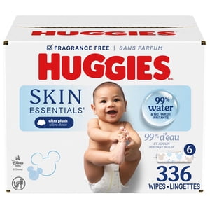 Huggies Skin Essentials Baby Wipes, 6 Flip Top Packs (336 Wipes Total) 