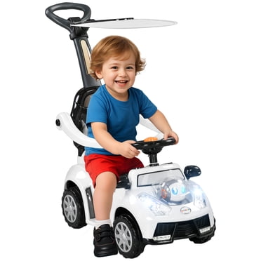 Qaba 3 in 1 Kids Push Car Toddler Sliding Car, Foot to Floor Design, White
