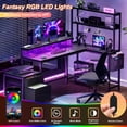 thumbnail image 1 of GUNAITO 71" L Shaped Desk with 2 Drawers & shelves,Corner Desk with LED Lights & Power Outlets,Gaming Desk,Home Office Desk,Carbon Fiber Black, 1 of 12