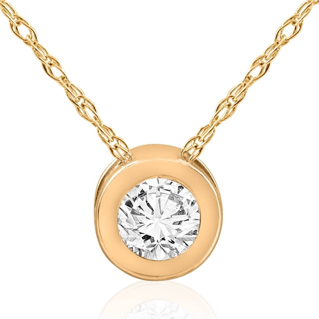 Pendentif Solitaire Serti Clos en Or Jaune 1 Ct 14 K