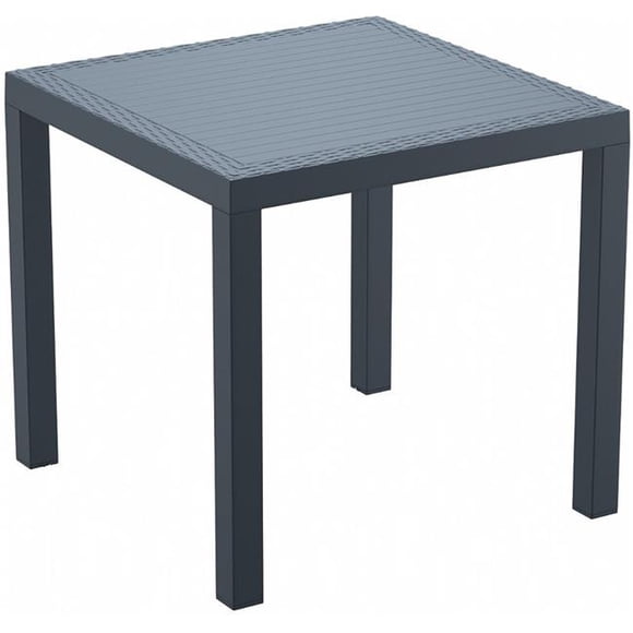 Siesta ISP875-DG 31 in. Orlando Resin Wickerlook Square Dining Table Dark Gray