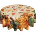 thumbnail image 1 of Nappe Ronde Citrouille Feuille d'Érable 60 Pouces Lavable Réutilisable Décoration Nappe pour Cuisine Fête, 1 of 1