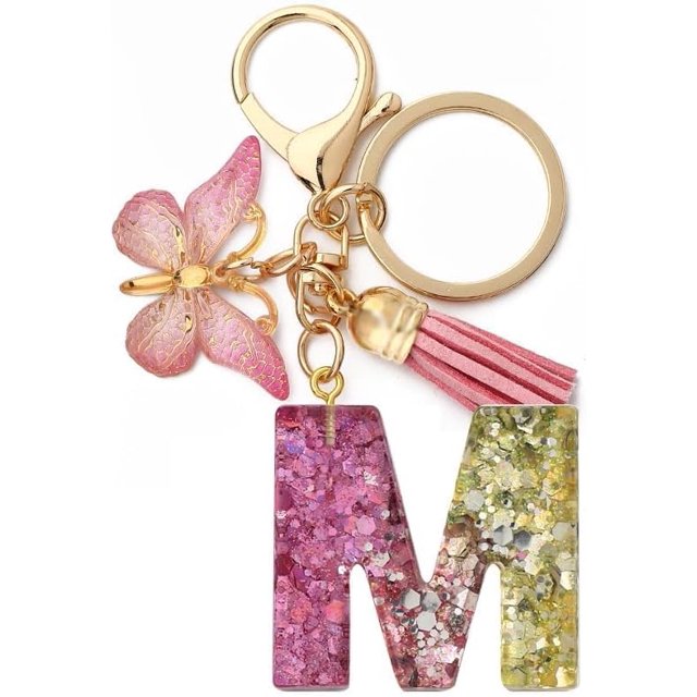 Letter Keychain,26 Letters A-Z Decorative Letter Keychain,Name Keychain for Women Girls Men Teenager Gift