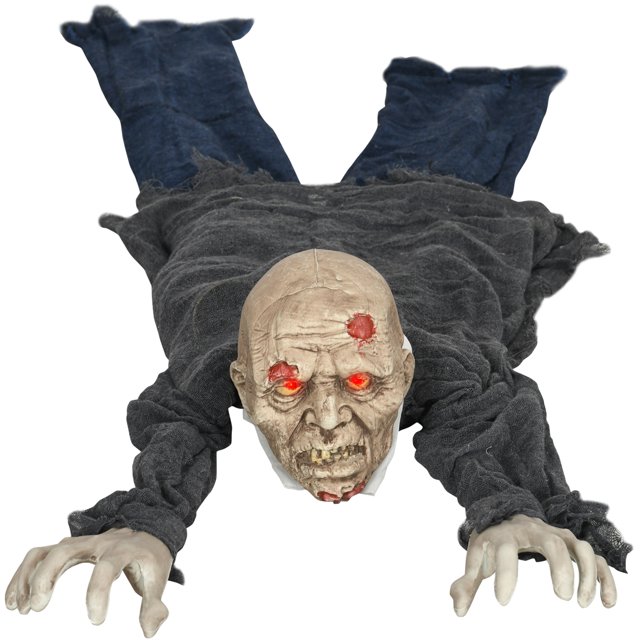 HOMCOM Décoration d'Halloween Extérieure 62 Pouces Zombie Rampant, Activé par le Son