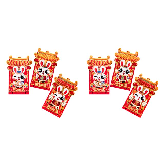 6 Pcs Enveloppes Rouges Festival du Printemps Chinois Nouvelle Pochette Épaisse Personnalisée de l'Année Salutations d'Argent Papier Mignon Pochette Enveloppe Emballage Dessin Animé Chanceux NO3