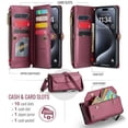 thumbnail image 4 of Rvkxad Flip Top Zipper Wallet Case for iPhone 15, Multi-Function Leather Phone Cover with Card Slots, Magnetic Closure iPhone 15 Case, 4 of 7
