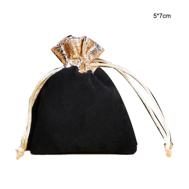 Jewellery Pouch Small Drawstring Bags Bracelet Packaging Display Goodies Presents Mobile Phone Storage Gifts Solid Pouches Black-5*7 .