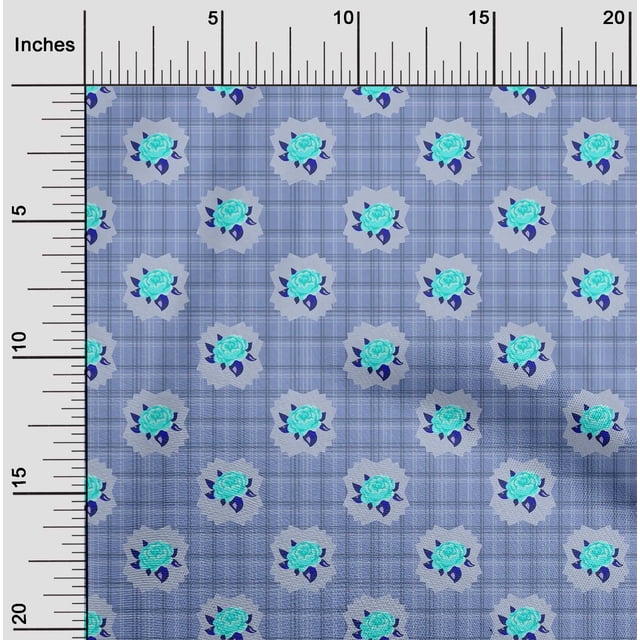 oneOone Tissu Polyester Lycra à Carreaux/feuilles & Imprimés Floraux Roses au Mètre 56 Pouces de Large