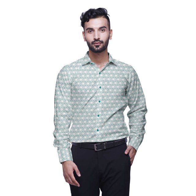 BESTMAN Cotton Shirt With Pockets Spread Collar Button Down Formal Shirt