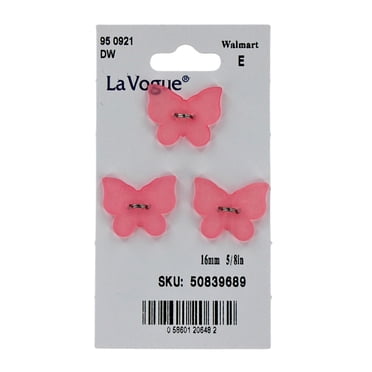 LA VOGUE boutons, matière naturelle - 3 pièces, 16 mm (5/8 po), Butterfly