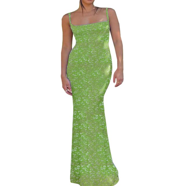 Robe Longue Maxi Sans Manches à Bretelles Spaghetti Découpée à Imprimé Floral pour Femmes