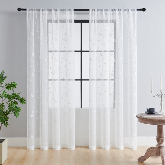 Double Room Bedroom Leaf Embroidered Curtains Translucent Leaf Embroidered Curtains Large Size Decorative Curtains Suitable For Bedroom Decoration
