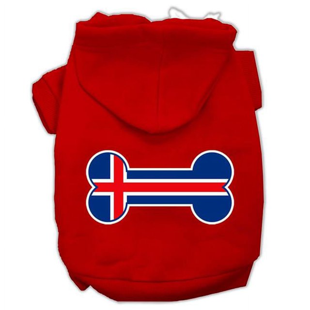 Bone Shaped Iceland Flag Screen Print Pet Hoodies Red Size Xs (8)
