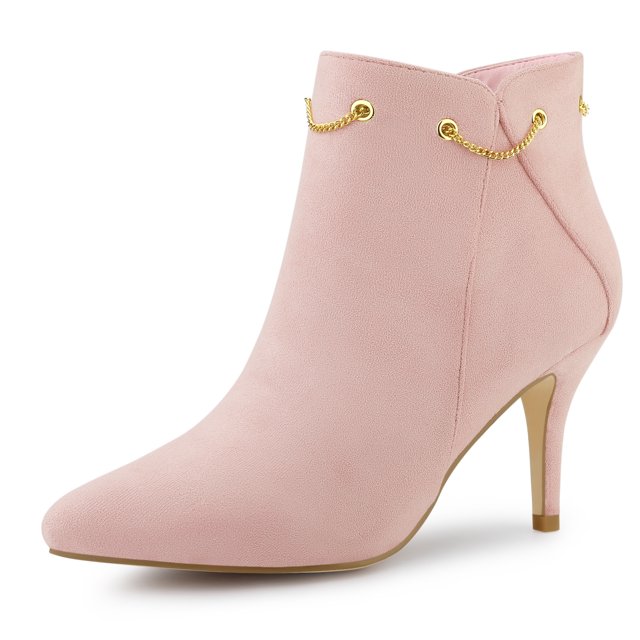 Unique Bargains Women's Pointy Toe Zipper Stiletto Heeled Ankle Booties