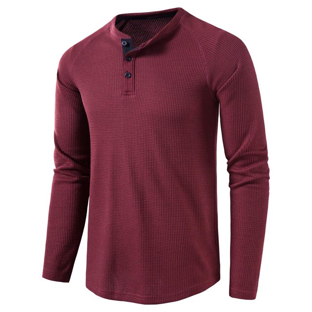 Men Long-Sleeve Beefy Muscle Basic Solid Pure Color Blouse Tee Shirt Top