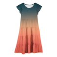 thumbnail image 4 of FhsagQ Robes Filles Été Dégradé Col Rond Manches Volantées Ligne à Étages Robe Décontractée Respirante Confortable Robe Ludique pour Enfants Tout-Petits Fête d'Anniversaire Tenue Quotidienne Orange 10-11 Ans, 4 of 5