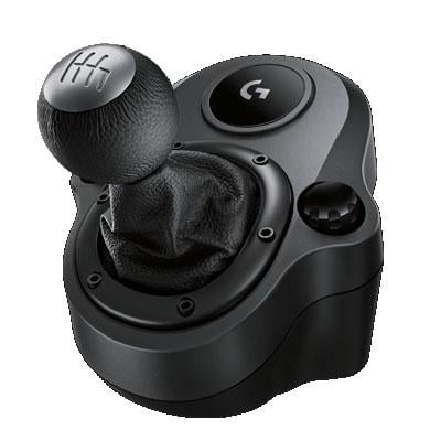 Logitech Driving Force Levier de Vitesses avec Bouton d'Engrenage à Six Vitesses en Forme de H, Arbre en Acier Massif et Botte en Cuir Noir Cousue à la Main, Conçu pour des Prises de Vitesse Précises sur les Montages de Jeu PC et de Course Compatibles avec les Roues G29 et G920.