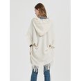 thumbnail image 3 of LinYooLi Poncho Cape Châle pour Femmes Surdimensionné Couleur Unie Pashmina à Capuche avec Franges Temps Froid, 3 of 5