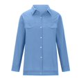 thumbnail image 4 of Yuyuzo Womens Button down Shirts Cotton Linen Fall Loose Casual Long Sleeve Solid Color Blouses, 4 of 5