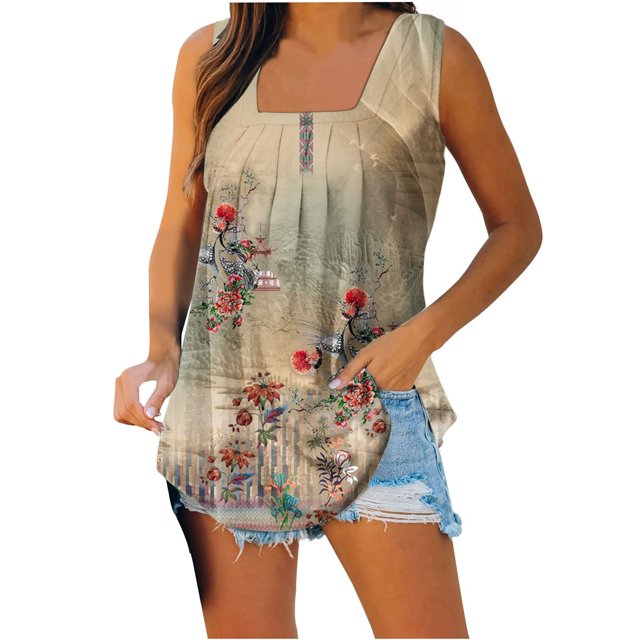 T-shirts pour Femmes Mode Débardeurs Imprimés Confortables Légers Gilet T-Shirt T-Shirt Machine à Imprimer