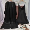 thumbnail image 2 of LNGOOR Ensemble de Pyjama en Satin de Soie pour Femmes 2 Pcs Robe de Nuit Cami avec Peignoirs Vêtements de Nuit Robe de Mariée Rose, 2 of 5
