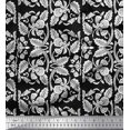 thumbnail image 1 of Soimoi Rayon Fabric Leaves & Floral Block Printed Fabric 1 Yard 42 Inch Wide, 1 of 3