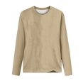 thumbnail image 4 of IROINID Deals T-Shirt à Manches Longues en Polyester pour Femmes Confortable Col Rond Uni T-Shirt Ample Blouse Tops, Kaki, 4 of 4
