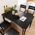 thumbnail image 2 of Modern 5-Piece Dining Table Set for 4 – Kitchen & Dining Room Furniture with Rectangular MDF Tabletop and 4 Soft Cushioned Chairs – Compact Black Set for Small Spaces, Apartment – Black, 2 of 11