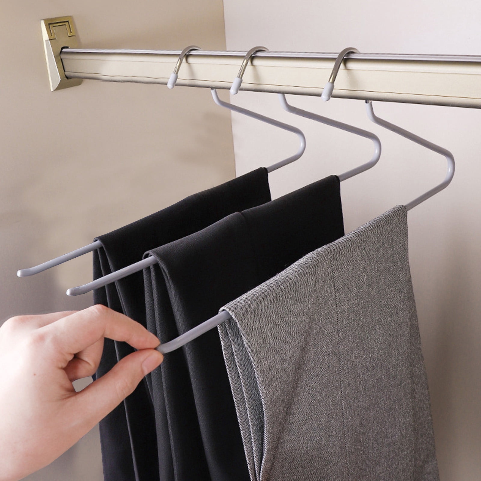 Cintre pour Pantalons en Forme de Z Antidérapant, Robuste, en Fer, Porte-Vêtements pour Garde-Robe, Organisateur de Rangement Gain de Place, Simples
