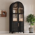 thumbnail image 2 of 71" Farmhouse Kitchen Pantry Cabinet with Glass Door, Adjustable Shelves, Hidden Drawer, Door Storage Shelves, Freestanding Storage Cabinet for Kitchen & Dining Room, Black, 2 of 20