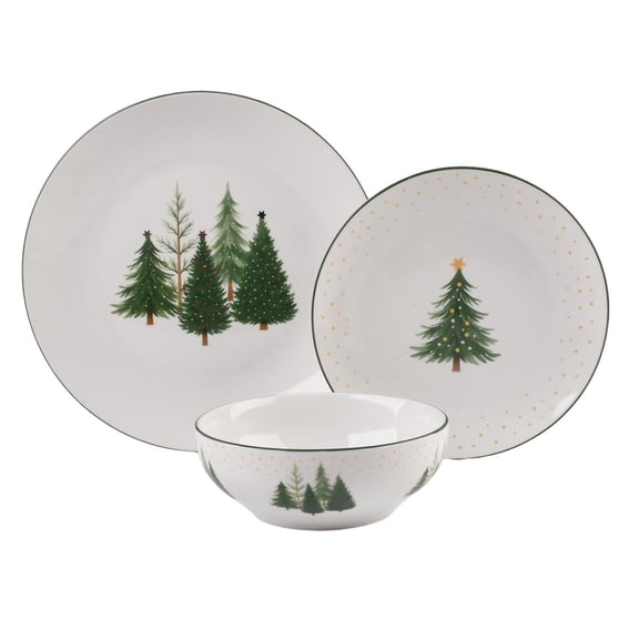 Holiday Times 12 Pieces Porcelain Dinnerware Set, Serves 4